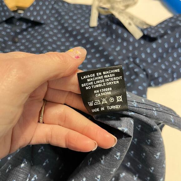 JARED LANG Button Down Shirt Mens XL Navy Blue Long Sleeve moped Print - Picture 4 of 7